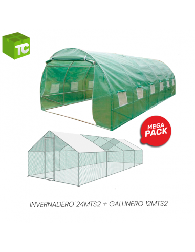 Pack Invernadero 24mts2 + Gallinero...